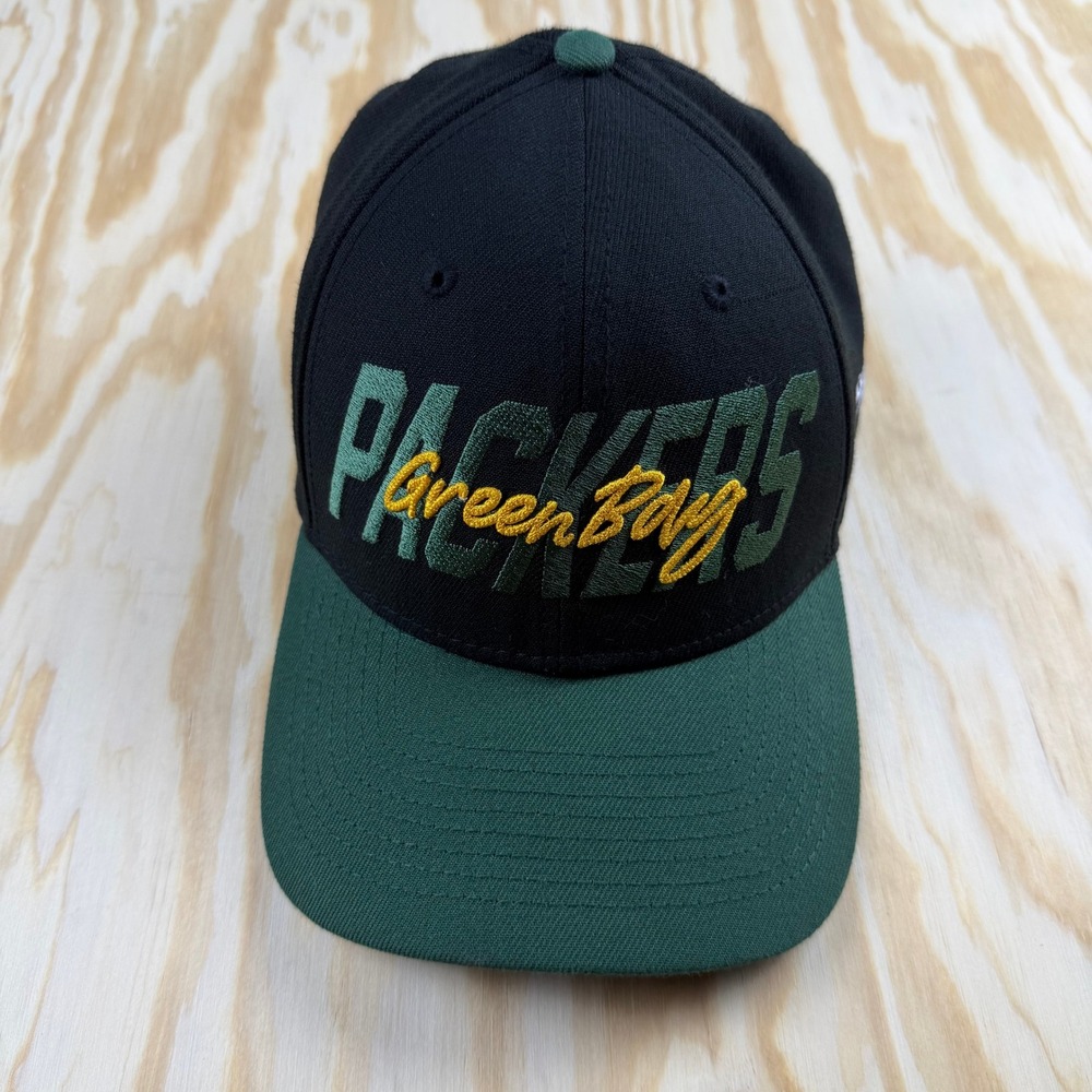 New Era 39THIRTY Green Bay Packers Hat Mens Large XL Black Green NFL Stretch Fit